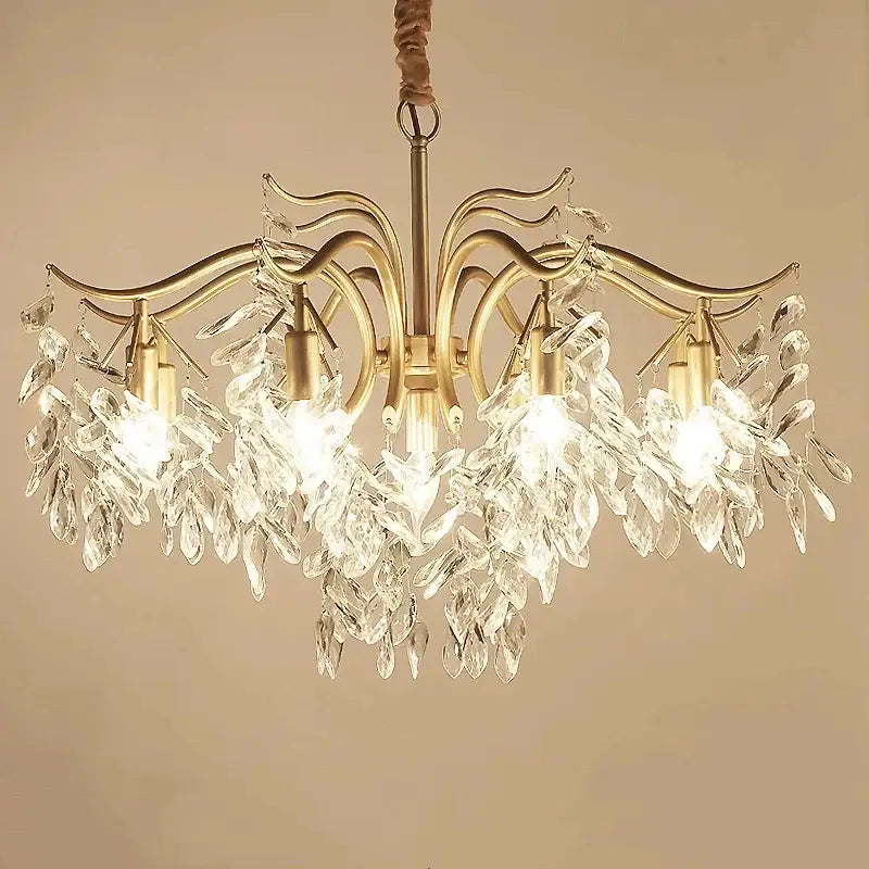 Luxury gold leaf decorbites crystal led chandelier living room light
