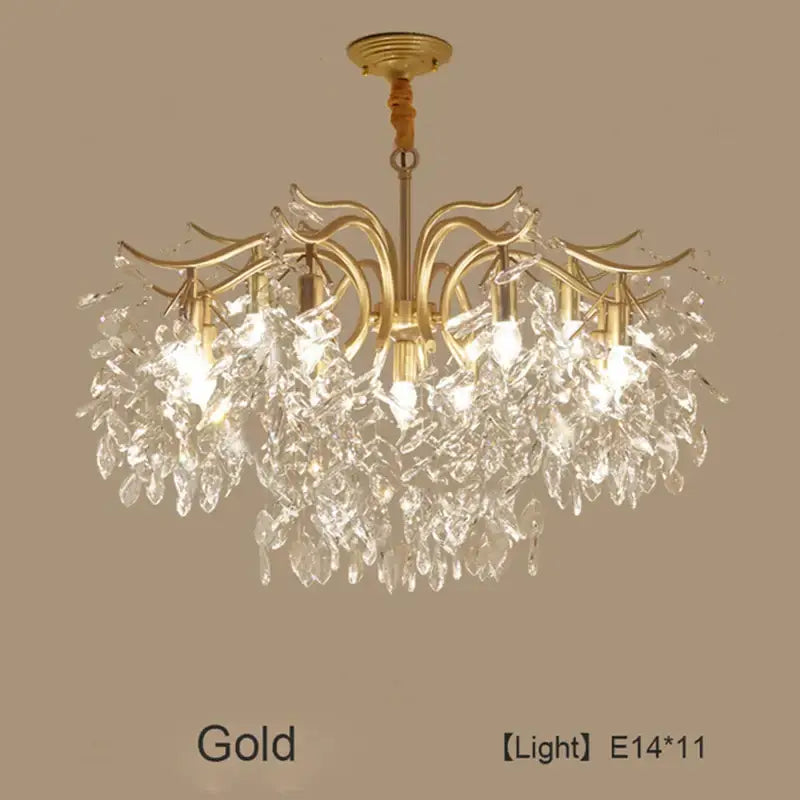 Luxury gold leaf decorbites crystal led chandelier living room light