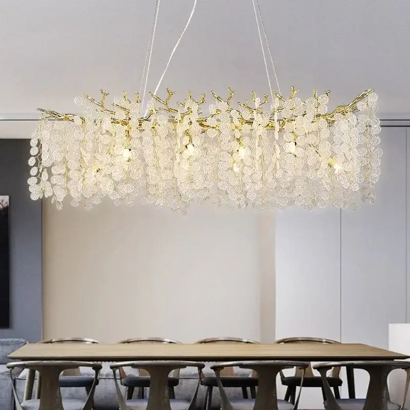 Luxury gold money tree crystal chandelier for living room