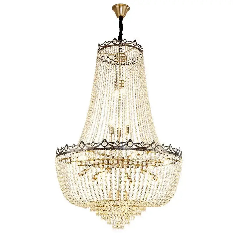 Luxury gold multi tier crystal led chandelier dining room