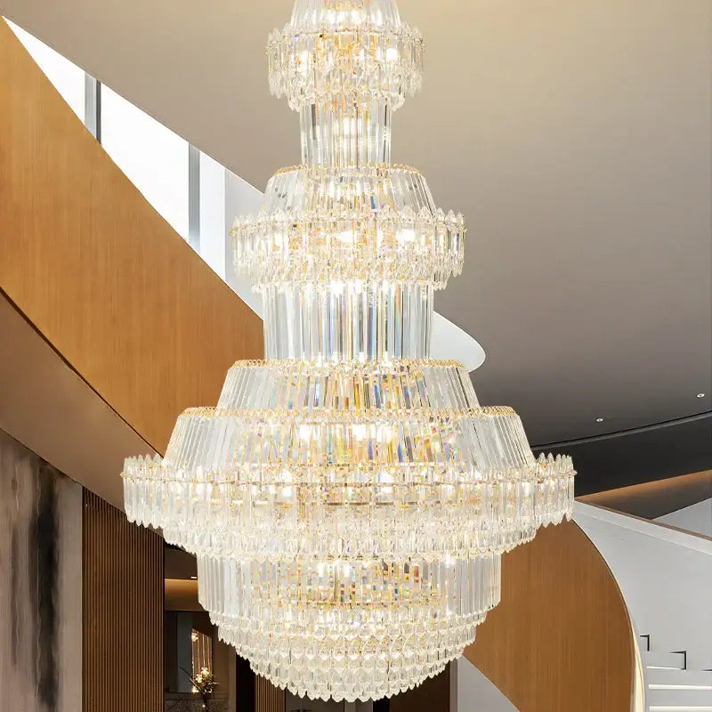 Luxury gold multi-tiered decorbites crystal chandelier living room