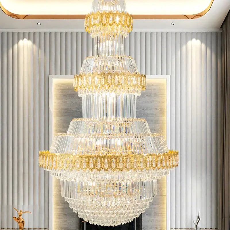 Luxury gold multi-tiered decorbites crystal chandelier living room