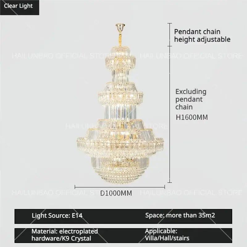 Luxury gold multi-tiered decorbites crystal chandelier living room