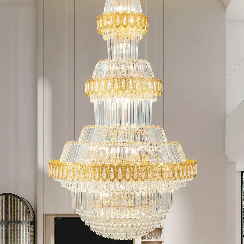 Luxury gold multi-tiered decorbites crystal chandelier living room