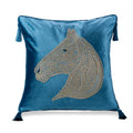 Luxury gold rhinestone square pillow with beaded horse bedroom accent