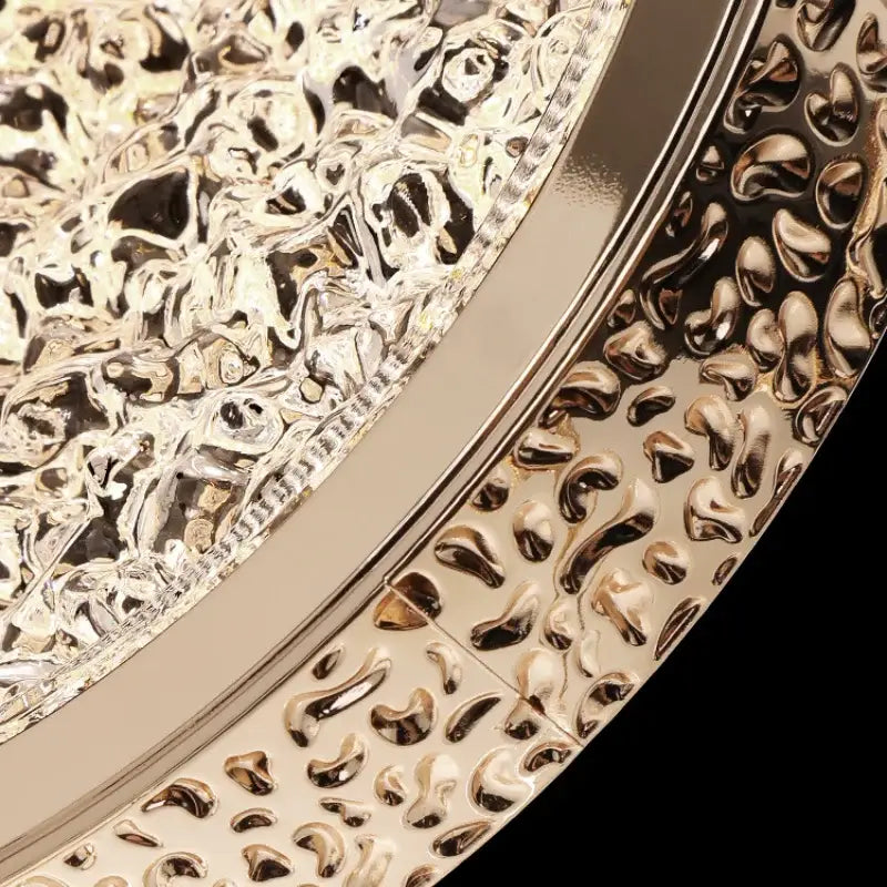 Luxury gold textured crystal ring pendant light for bedroom decor