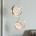 Luxury gold textured crystal ring pendant light for bedroom decor