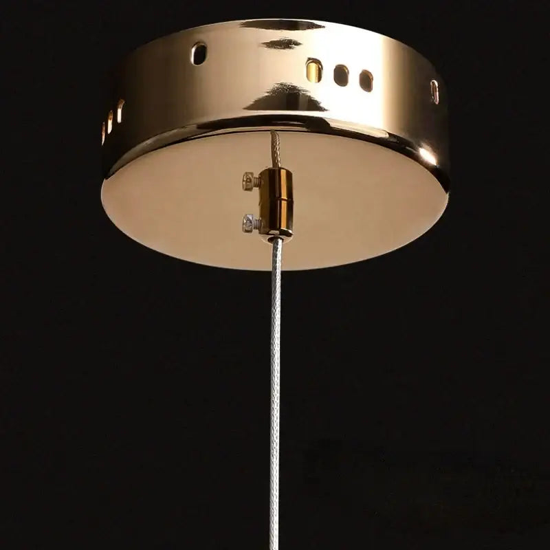Luxury gold textured crystal ring pendant light for bedroom decor