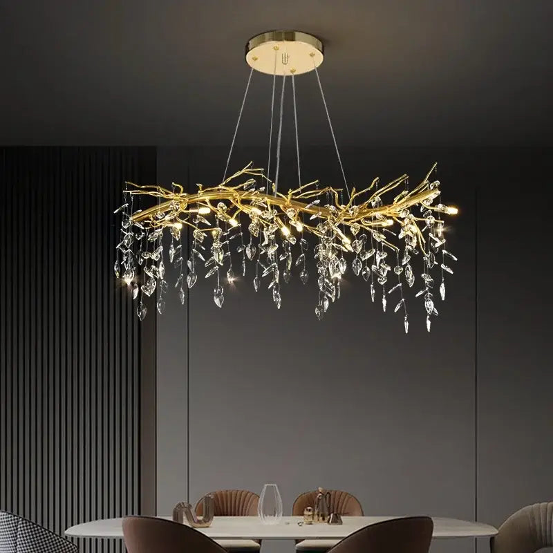 Luxury golden branch ceiling crystal chandelier dining room light