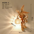 Luxury golden dragon phoenix wall light living room glass sconce