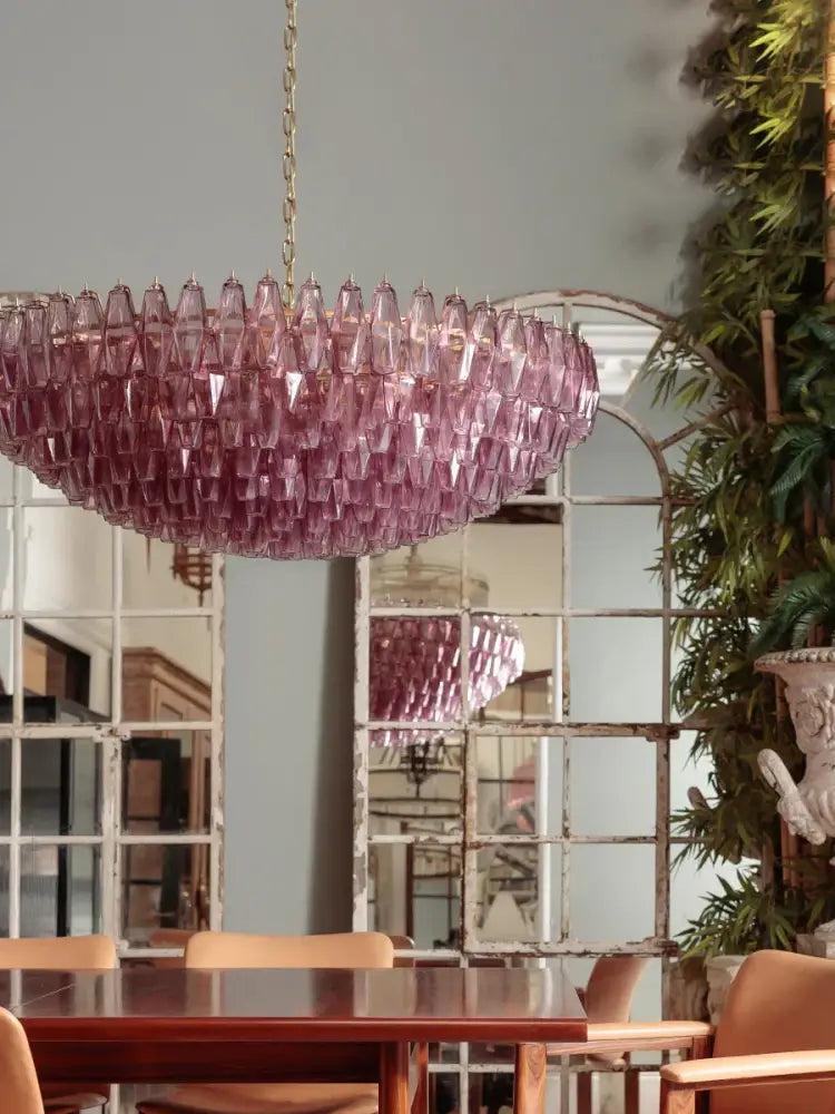Luxury gray glass chandelier dining room smoked crystal light fixture
