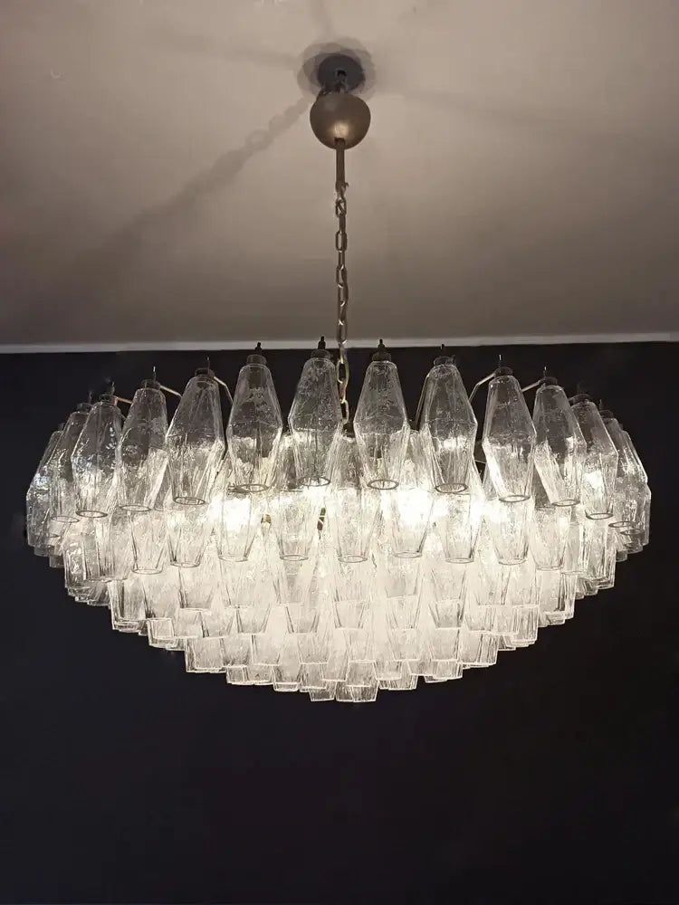 Luxury gray glass chandelier dining room smoked crystal light fixture