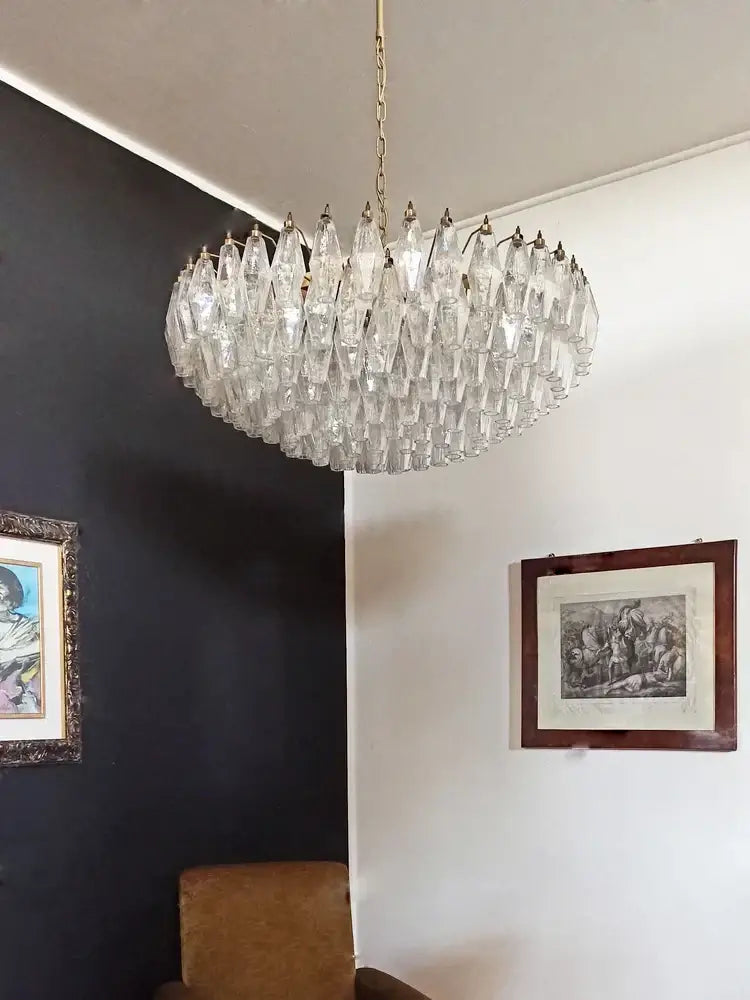 Luxury gray glass chandelier dining room smoked crystal light fixture