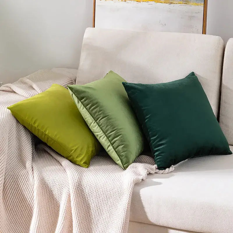 Luxury olive green velvet pillow case living room decor