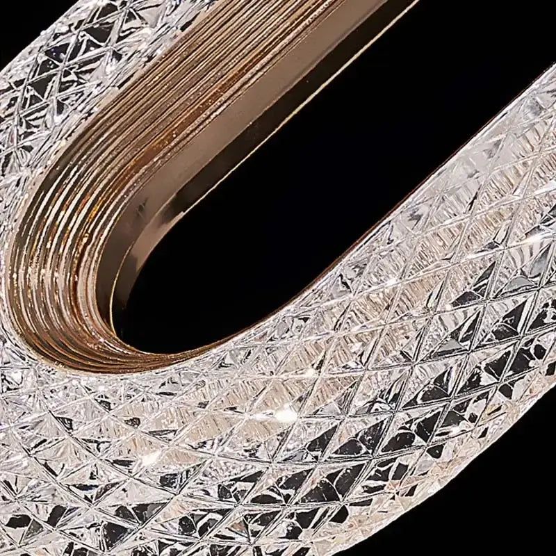 Luxury oval gold decorbites crystal rings chandelier staircase light