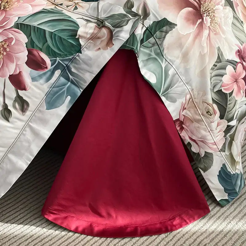 Luxury pink & cream egyptian cotton flower bedding set – bedroom