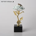 Luxury porcelain crystal rose decor blue & gold living room ornament