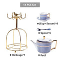 Luxury red & gold porcelain coffee set dining room serving rack