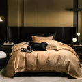 Luxury red & white lotus embroidered cotton bedding set bedroom