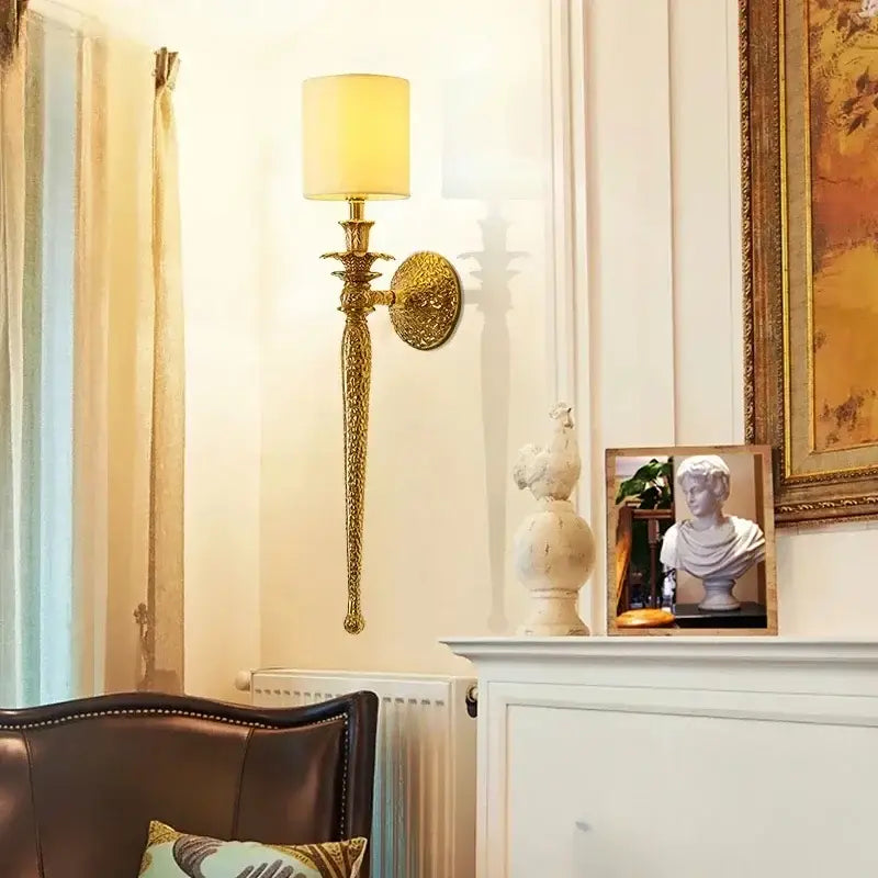 Luxury textured gold & black wall lamp bedroom sconce