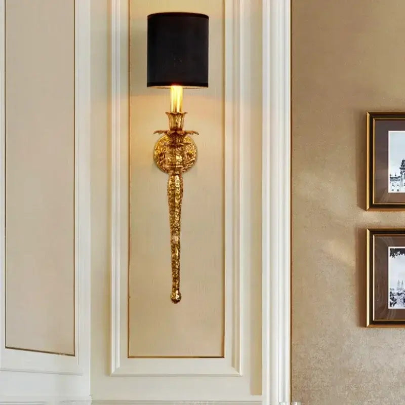 Luxury textured gold & black wall lamp bedroom sconce