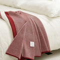 Maroon and red cozy striped knit blanket living room throw