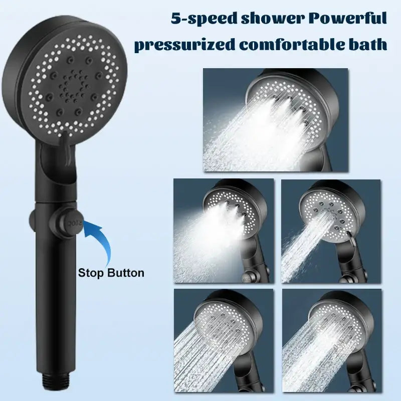 Matte black 5 mode high pressure shower head bathroom decorbites adjustable