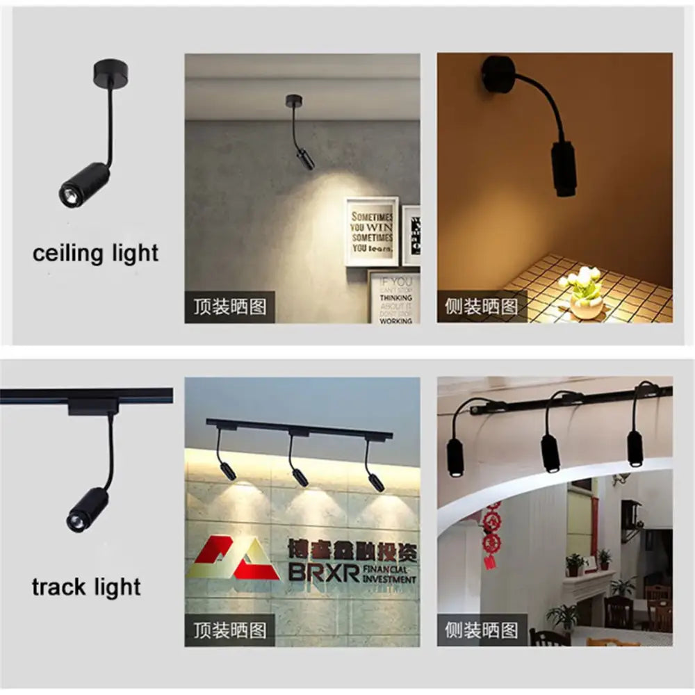 Matte black adjustable beam track light for store task lighting
