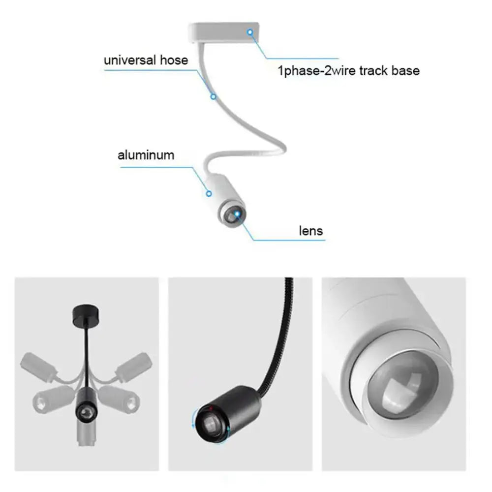 Matte black adjustable beam track light for store task lighting