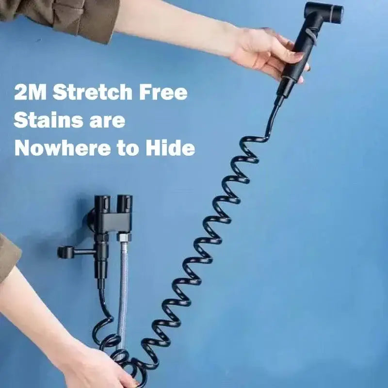 Matte black bidet spray set with coiled hose for bathroom