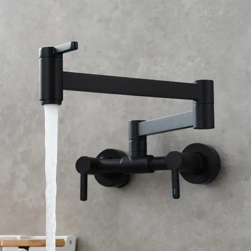 Matte black brass foldable pot filler tap kitchen wall faucet
