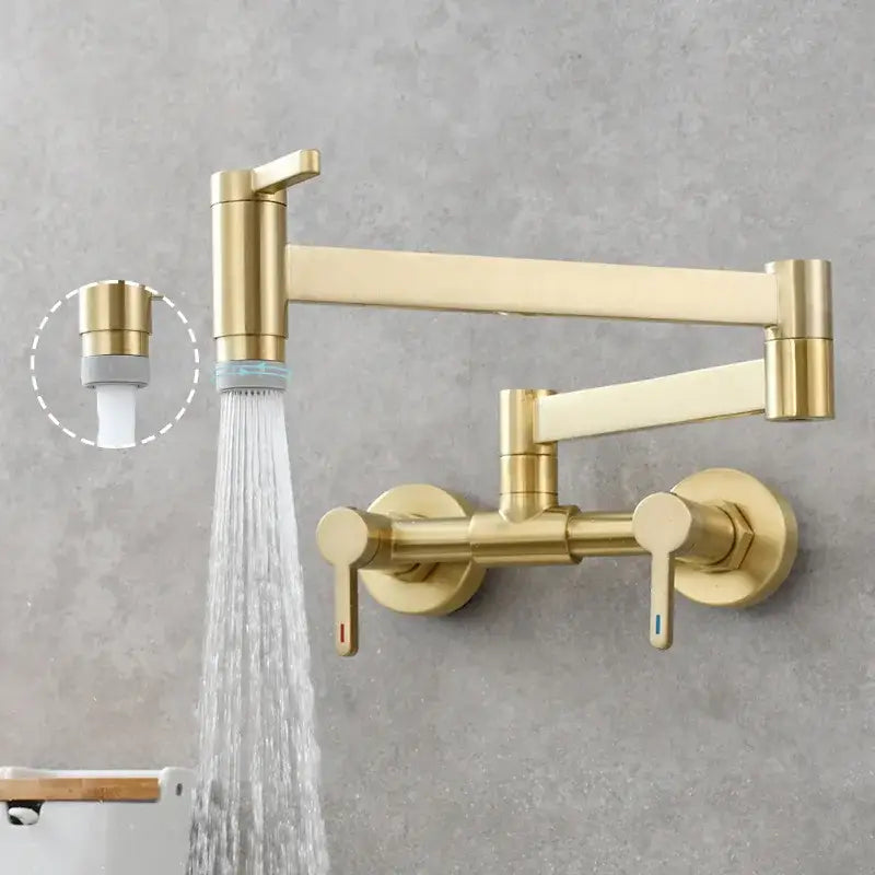 Matte black brass foldable pot filler tap kitchen wall faucet