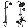 Matte black & bronze shower faucet set bathroom rain shower head
