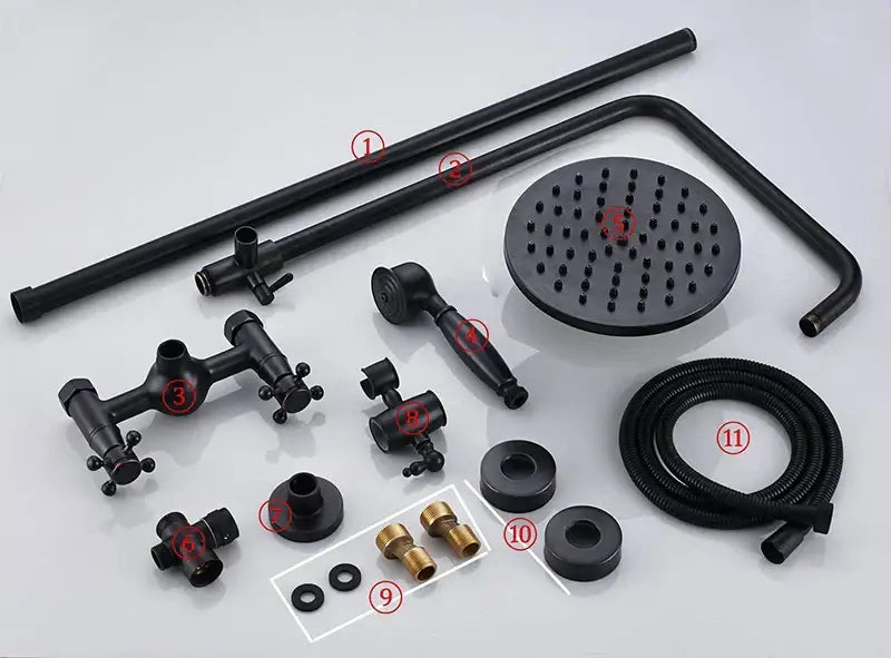 Matte black & bronze shower faucet set bathroom rain shower head