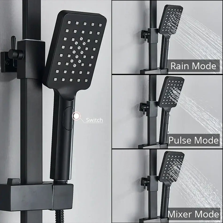Matte black decorbites digital display shower faucet set bathroom