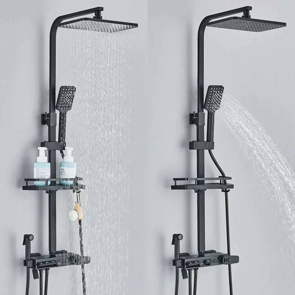 Matte black decorbites digital display shower faucet set bathroom