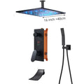 Matte black digital display shower faucet set bathroom rainfall head