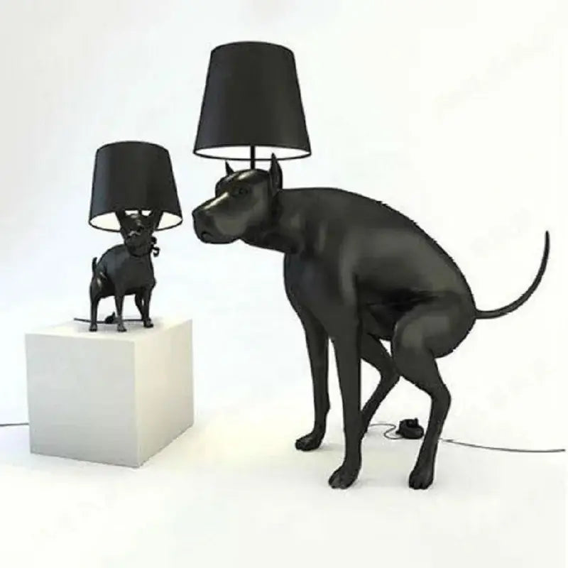 Matte black dog led floor lamp living room with cylindrical shade