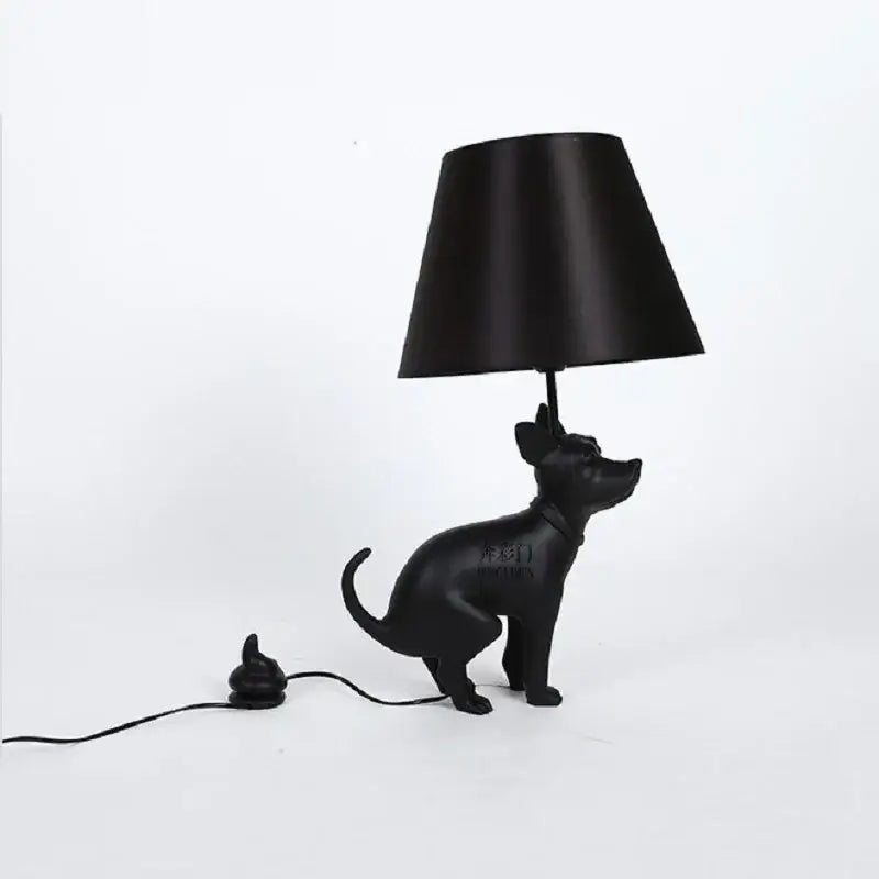 Matte black dog led floor lamp living room with cylindrical shade