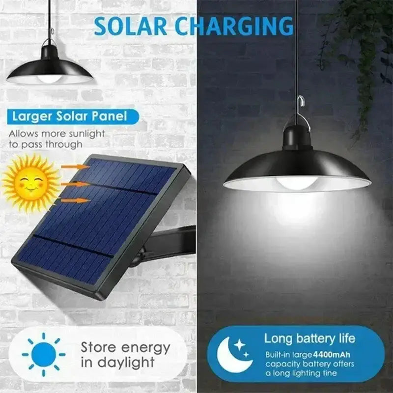 Matte black double head solar pendant light patio outdoor decor