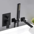 Matte black dual handle bathtub faucet set with handheld shower bathroom