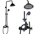 Matte black dual handle rainfall shower mixer tap bathroom set