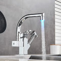 Matte black dual spout kitchen faucet with pull out spray mixer