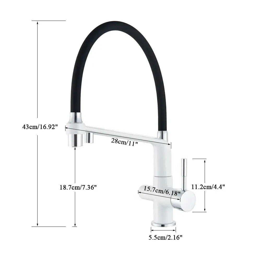 Matte black dual spout water filter faucet kitchen mixer tap