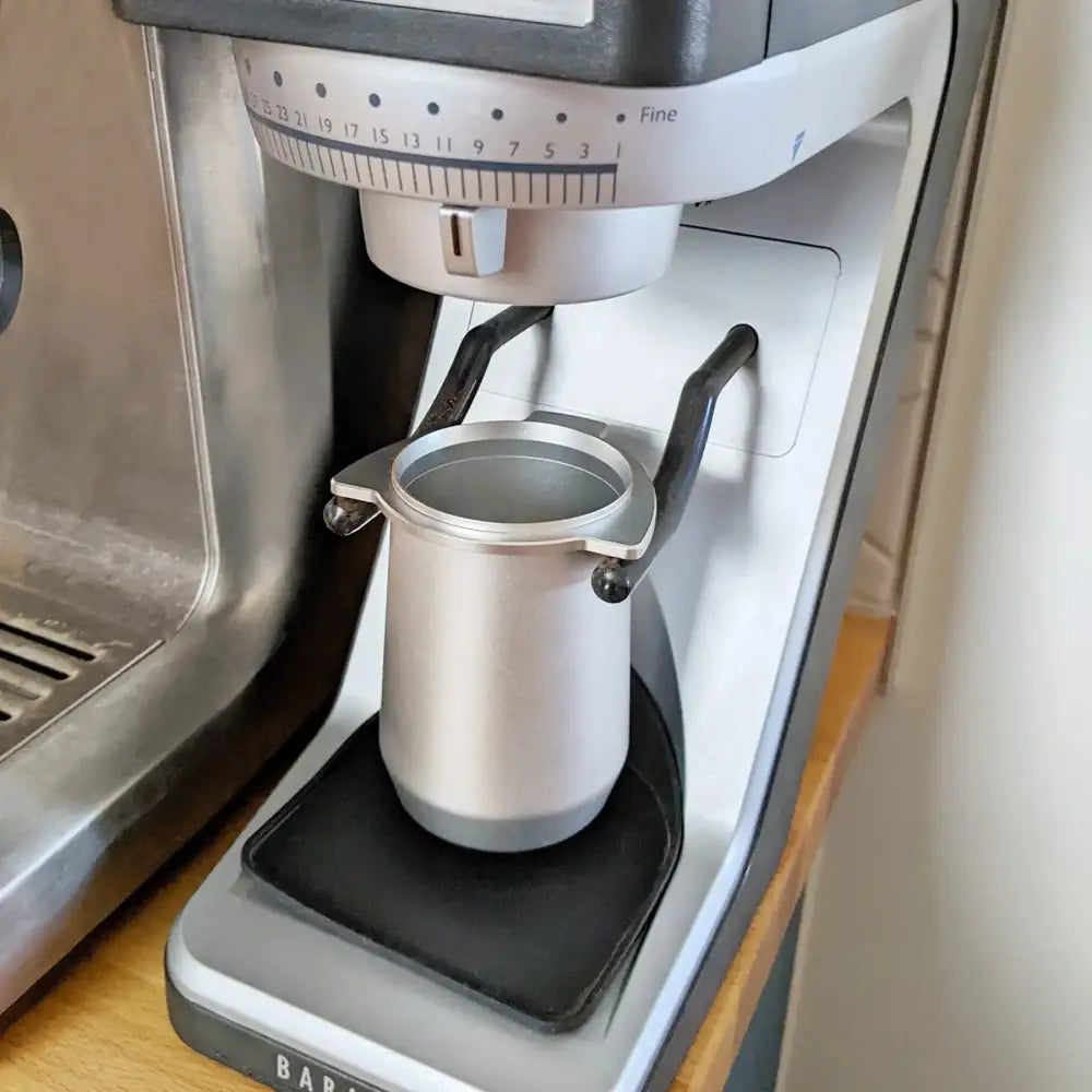 Matte black espresso dosing cup with handle kitchen coffee tool
