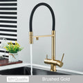Matte black filtered kitchen faucet with pull down spout