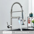 Matte black flexible led kitchen faucet with dual spout mixer
