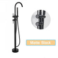 Matte black floor standing bathtub faucet with led swivel spout bathroom