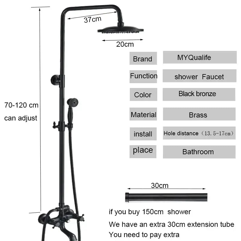 Matte black shower faucet set with handshower and tub spout bathroom