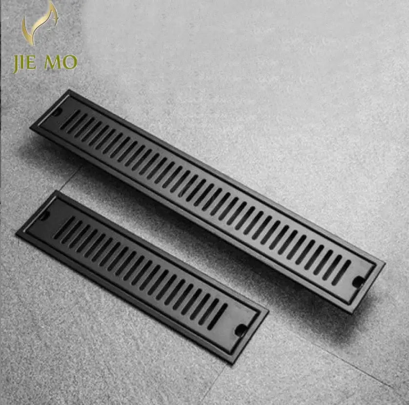 Matte black stainless steel strip floor drain for bathroom shower